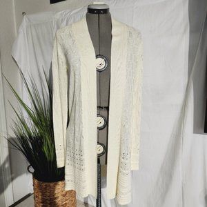 𝅺Cyrus Small Long White Open Cardigan Sweater